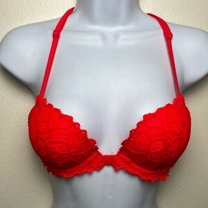 PINK Victoria's Secret Red Lace Bra Front Closure Date Racerback